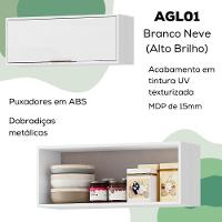 Armario Aereo Basculante Mdp 80 Cm Glor Agl01 Branco Neve Mxm - 5