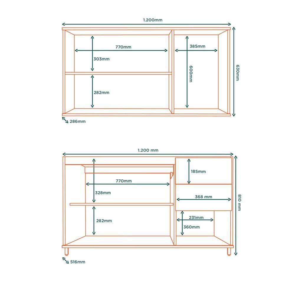Armario Aereo 3 Pt E Balcao Pia 120 Cm Vera Marrocos Off White Mxm - 3