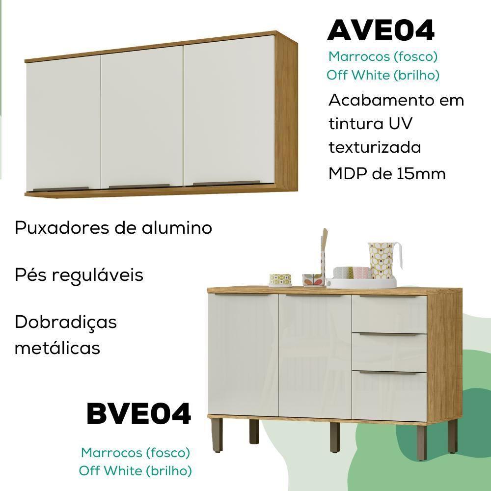 Armario Aereo 3 Pt E Balcao Pia 120 Cm Vera Marrocos Off White Mxm - 4