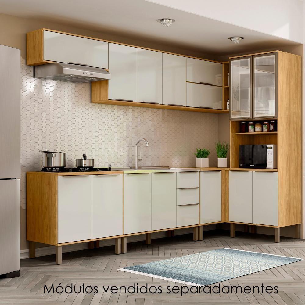 Armario Aereo 3 Pt E Balcao Pia 120 Cm Vera Marrocos Off White Mxm - 6