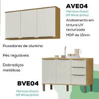 Armario Aereo 3 Pt E Balcao Pia 120 Cm Vera Marrocos Off White Mxm