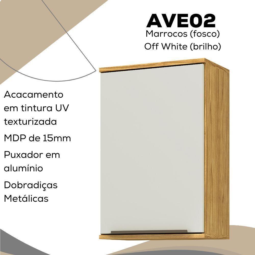 Armario Aereo 40 Cm Mdp 1 Porta Vera Ave02 Marrocos Off White Mxm - 4