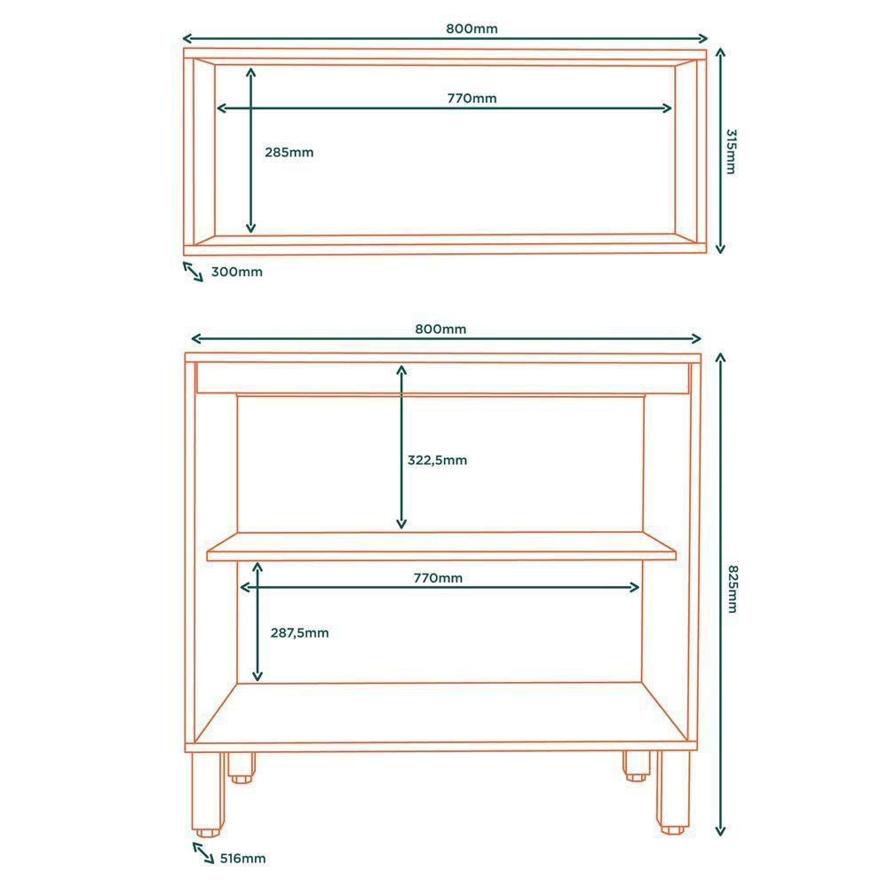 Armario Aereo E Balcao 80 Cm Glor Abgl01 Branco Neve Mxm - 3