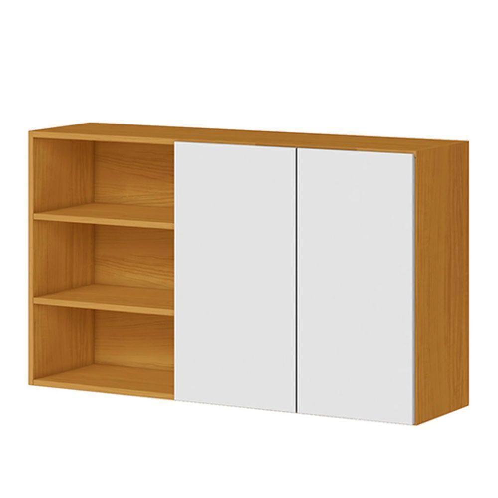 Armário Aéreo 100% Mdf 2 Portas Com Nicho 120cm Luna Cinamomo/branco - 1