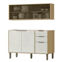 Armario Aereo E Balcao 120 Cm Glor Abgl02 Castanho Off White Mxm - 1