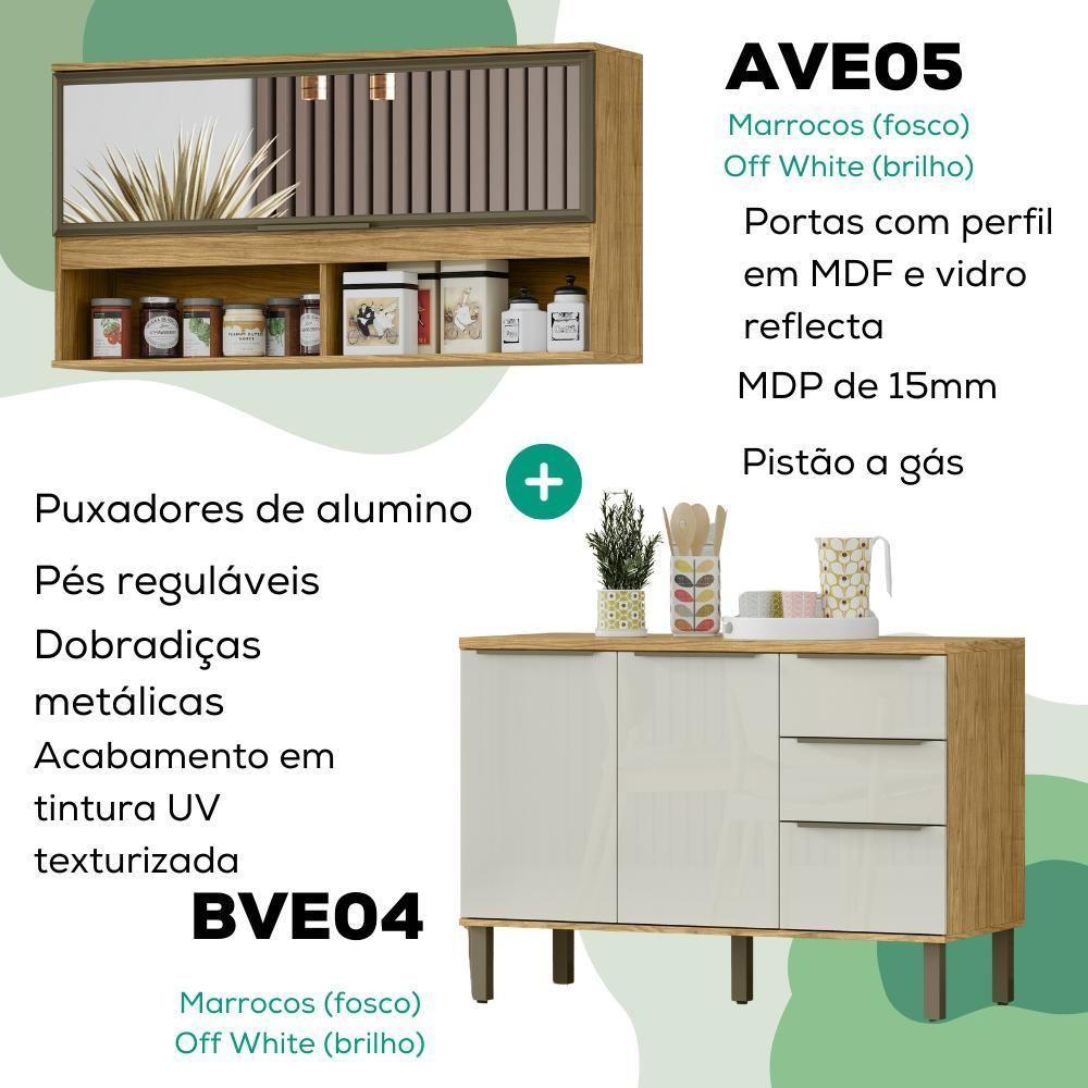 Armario Aereo E Balcao Pia 120 Cm Vera Marrocos Off White Mxm - 4