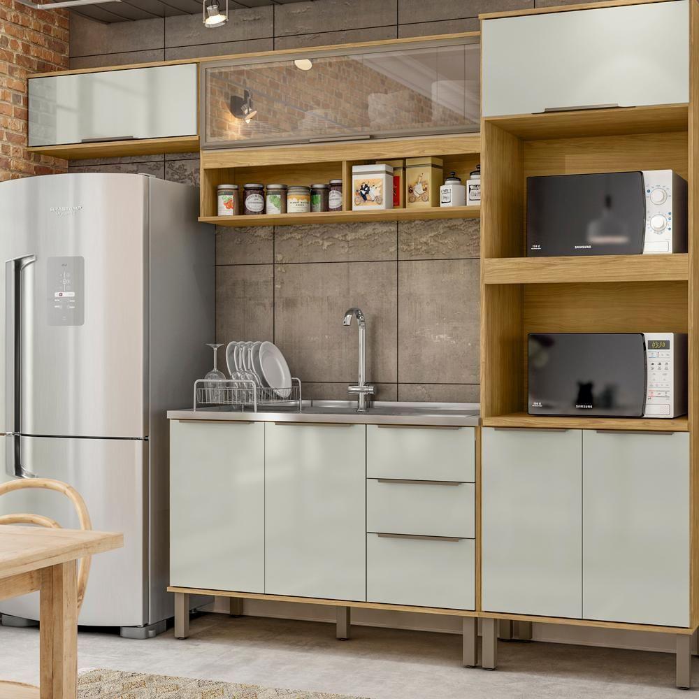 Armario Aereo E Balcao Pia 120 Cm Vera Marrocos Off White Mxm - 7