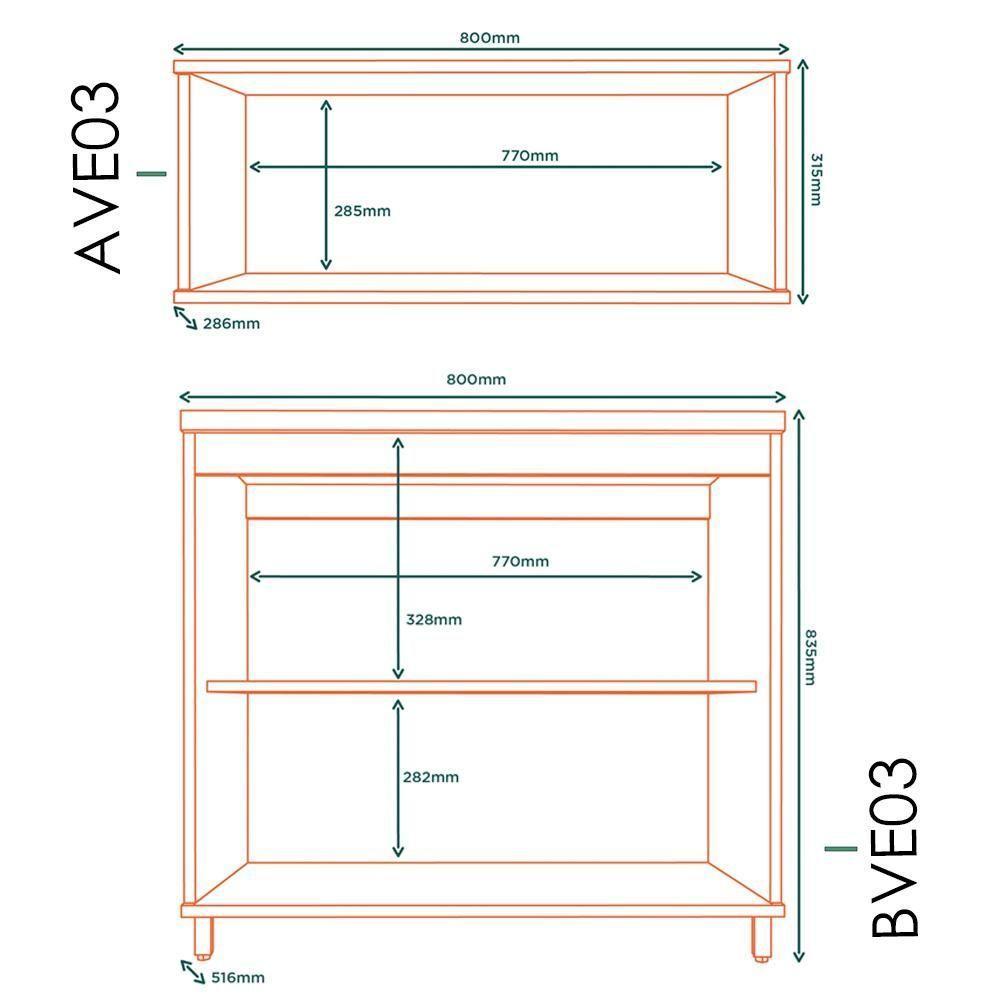 Armario Aereo E Balcao 80 Cm Vera Abve03 Marrocos Off White Mxm - 3