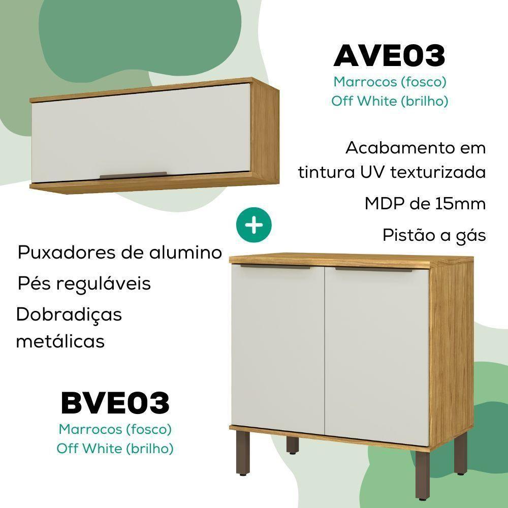 Armario Aereo E Balcao 80 Cm Vera Abve03 Marrocos Off White Mxm - 4