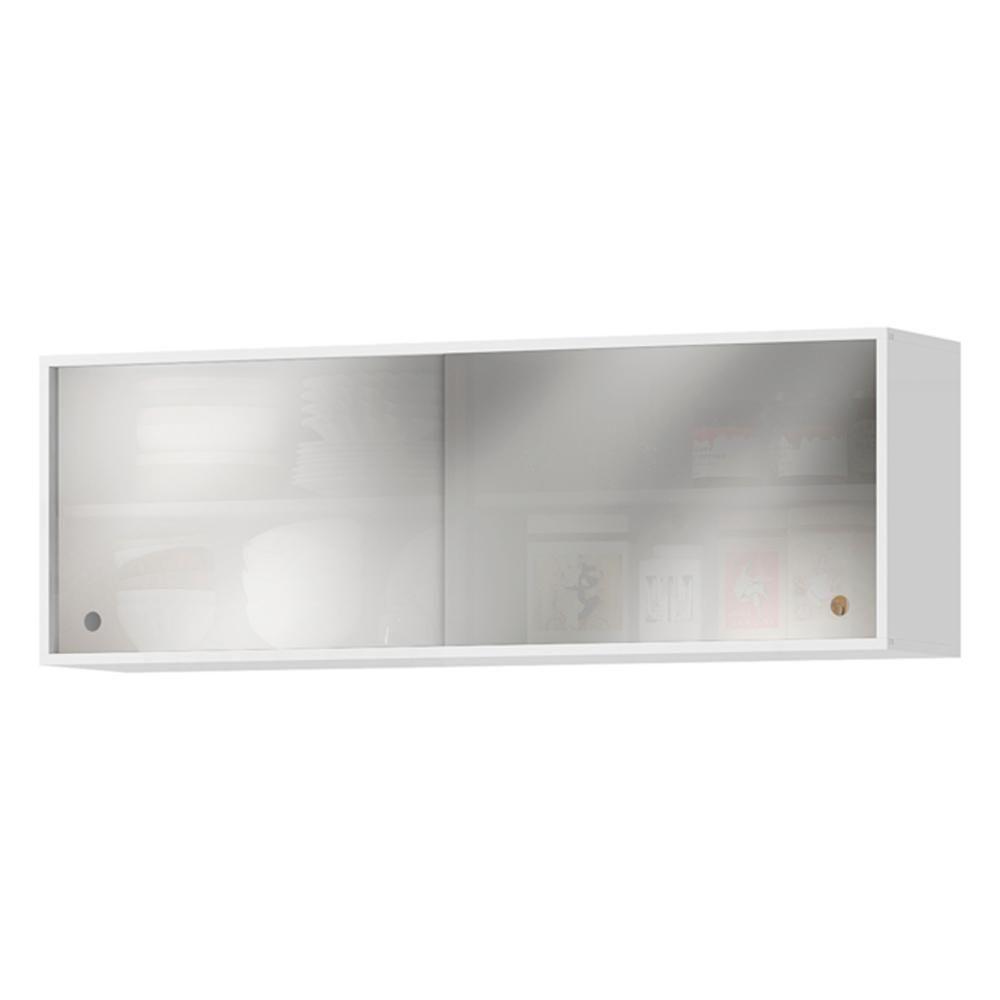 Armario Aereo 120 Cm 2 Portas Vidro Glor Agl02 Branco Neve Mxm - 1