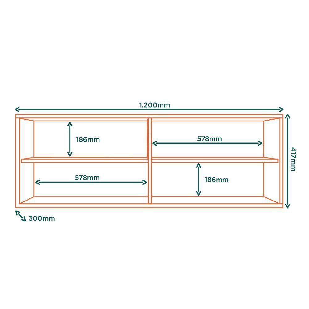 Armario Aereo 120 Cm 2 Portas Vidro Glor Agl02 Branco Neve Mxm - 3