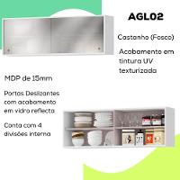 Armario Aereo 120 Cm 2 Portas Vidro Glor Agl02 Branco Neve Mxm - 5