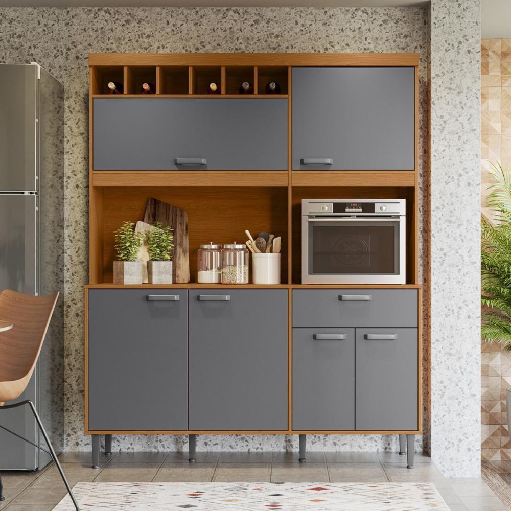 Kit Cozinha Dakota Com 11 Portas E 2 Gavetas Jequitiba-cinza Lukaliam - 1