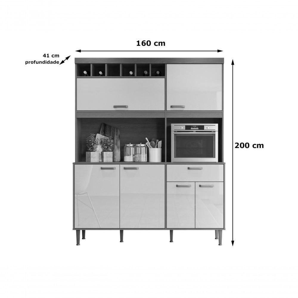 Kit Cozinha Dakota Com 11 Portas E 2 Gavetas Jequitiba-cinza Lukaliam - 5