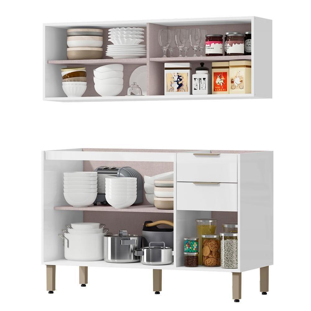 Armario Aereo E Balcao 120 Cm Glor Abgl02 Branco Neve Mxm - 2