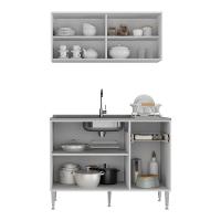 Armário De Cozinha Aéreo Com Balcão Para Pia 105cm Siena Multimóveis Mp2252 Branco/lacca Fumê - 3