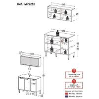 Armário De Cozinha Aéreo Com Balcão Para Pia 105cm Siena Multimóveis Mp2252 Branco/lacca Fumê - 6