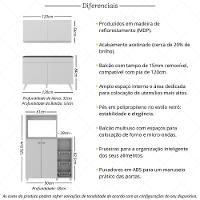 Armário De Cozinha Compacta Com Gabinete Pia E Balcão Para Forno E Micro-ondas Multimóveis Mp2254 Branco - 6