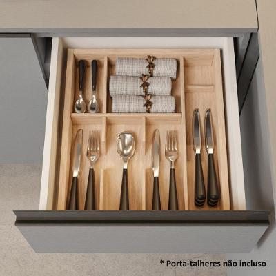 Armário de Cozinha Compacta de Canto Nice 12 Portas 1 Gaveta MDF 465cm Cinza