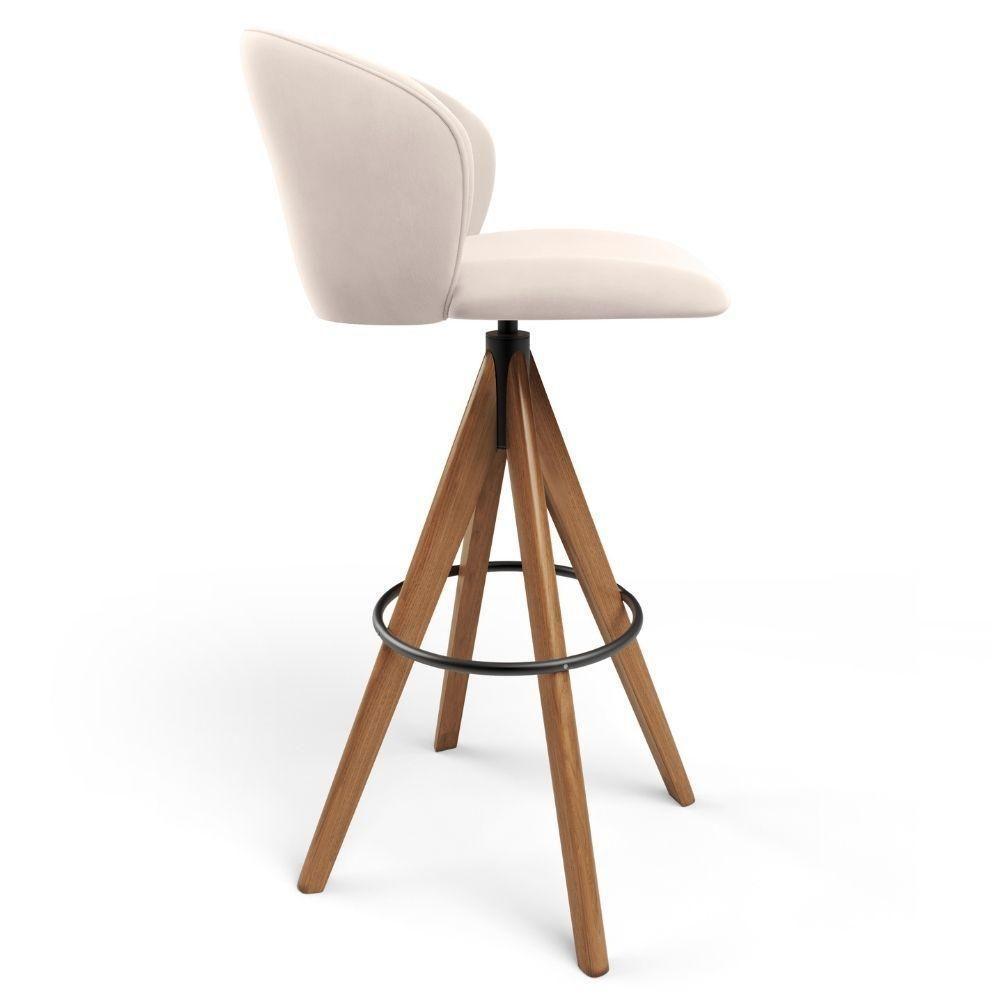 Kit 06 Banquetas Alta Bar Cozinha Sala De Jantar Bar Mia L02 Suede Bege - Lyam Decor - 6