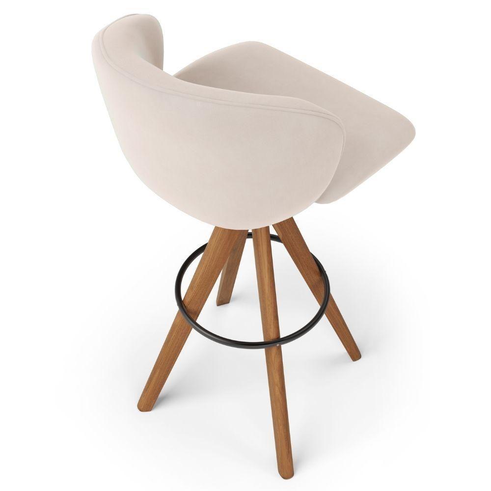 Kit 06 Banquetas Alta Bar Cozinha Sala De Jantar Bar Mia L02 Suede Bege - Lyam Decor - 8