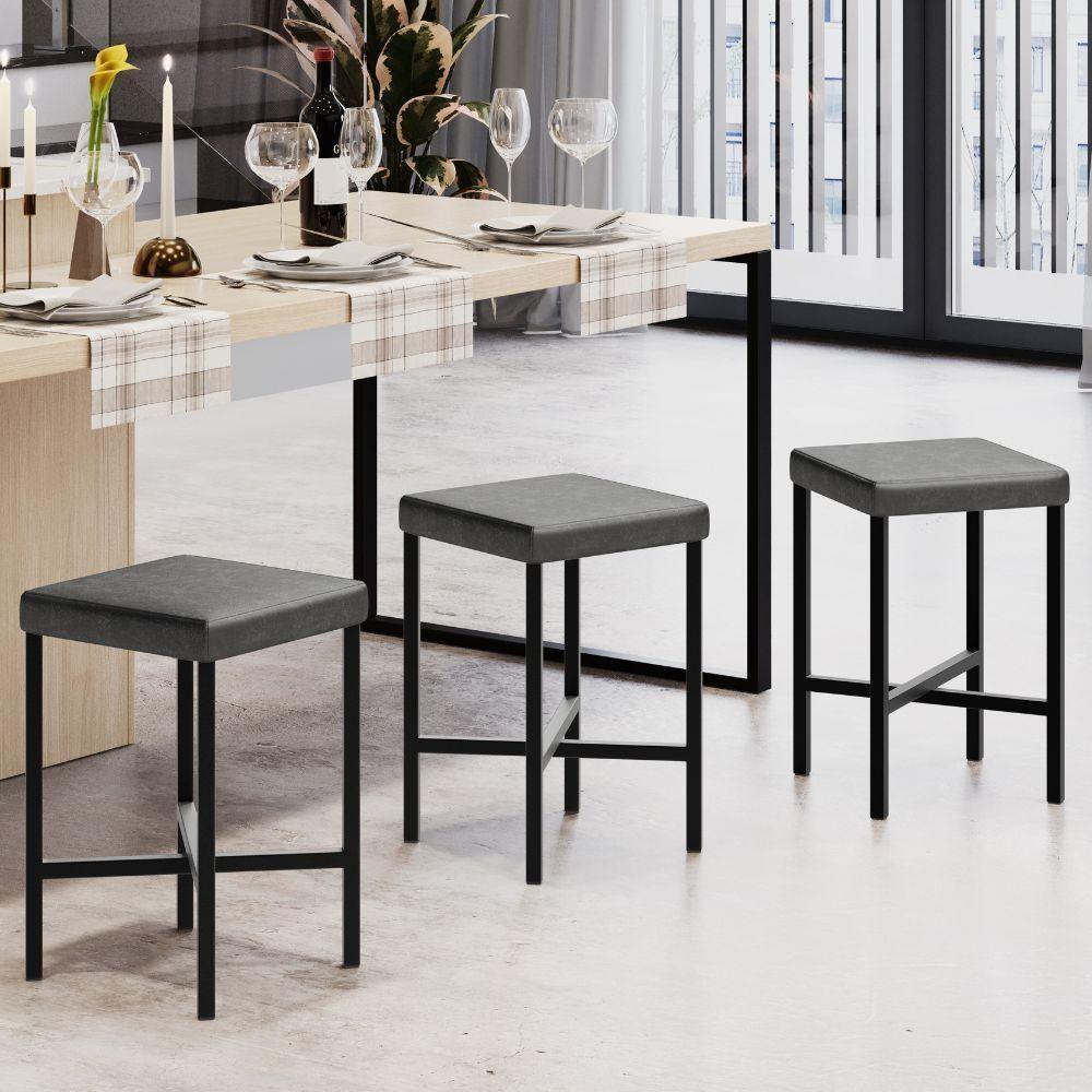 Kit 06 Banquetas Baixa Bar Cozinha Sala De Jantar Preto Stella L02 Couríssimo Preto - Lyam Decor - 2