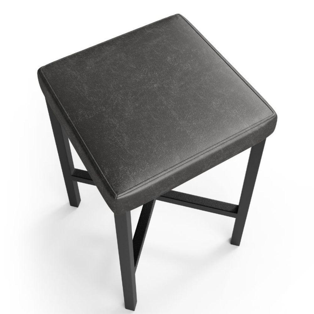 Kit 06 Banquetas Baixa Bar Cozinha Sala De Jantar Preto Stella L02 Couríssimo Preto - Lyam Decor - 7