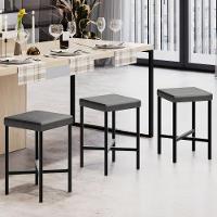 Kit 06 Banquetas Baixa Bar Cozinha Sala De Jantar Preto Stella L02 Couríssimo Preto - Lyam Decor - 2