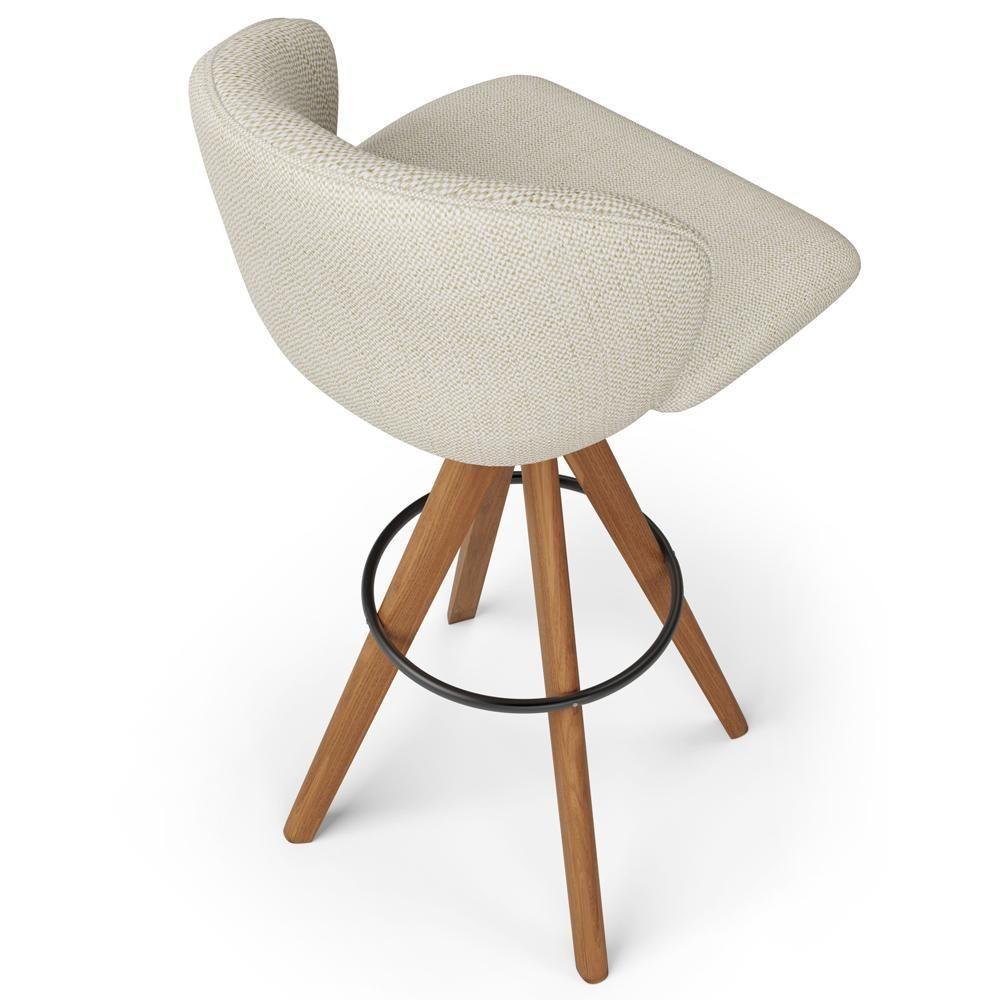 Kit 02 Banquetas Alta Bar Cozinha Sala De Jantar Bar Mia L02 Linho Champagne - Lyam Decor - 8