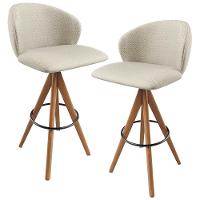 Kit 02 Banquetas Alta Bar Cozinha Sala De Jantar Bar Mia L02 Linho Champagne - Lyam Decor - 1