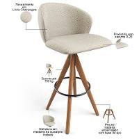 Kit 02 Banquetas Alta Bar Cozinha Sala De Jantar Bar Mia L02 Linho Champagne - Lyam Decor