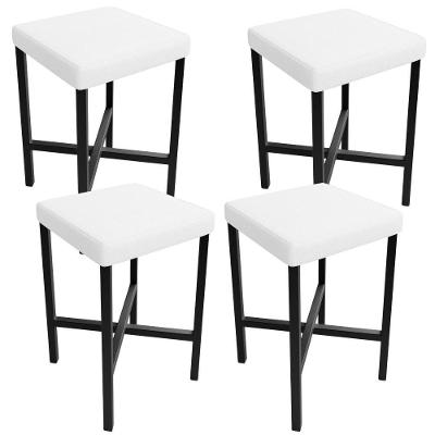 Kit 04 Banquetas Stella Assento Plástico Base Aço Fixa para Cozinha Branco
