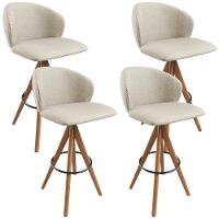 Kit 04 Banquetas Alta Bar Cozinha Sala De Jantar Bar Mia L02 Linho Champagne - Lyam Decor - 1