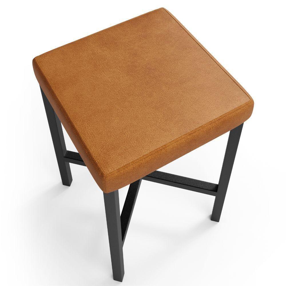 Kit 06 Banquetas Baixa Bar Cozinha Sala De Jantar Preto Stella L02 Couríssimo Canela - Lyam Decor - 7