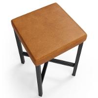 Kit 06 Banquetas Baixa Bar Cozinha Sala De Jantar Preto Stella L02 Couríssimo Canela - Lyam Decor - 7