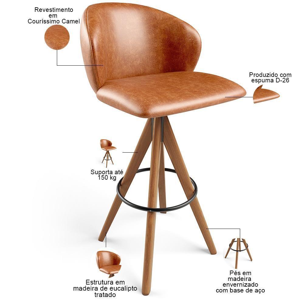 Banqueta Alta Bar Cozinha Sala De Jantar Bar Mia L02 Couríssimo Camel - Lyam Decor - 5