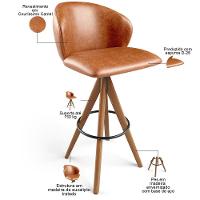 Banqueta Alta Bar Cozinha Sala De Jantar Bar Mia L02 Couríssimo Camel - Lyam Decor - 5