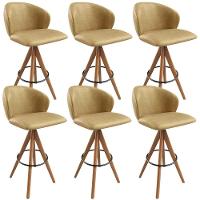 Kit 06 Banquetas Alta Bar Cozinha Sala De Jantar Bar Mia L02 Couríssimo Fendi - Lyam Decor - 1