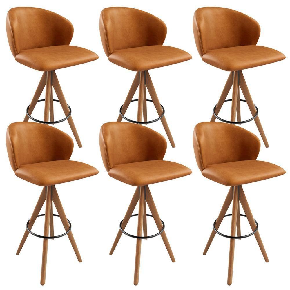 Kit 06 Banquetas Alta Bar Cozinha Sala De Jantar Bar Mia L02 Couríssimo Canela - Lyam Decor - 1