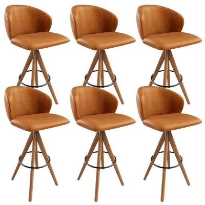 Kit 06 Banquetas Alta Bar Cozinha Sala De Jantar Bar Mia L02 Couríssimo Canela - Lyam Decor