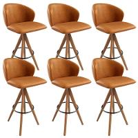 Kit 06 Banquetas Alta Bar Cozinha Sala De Jantar Bar Mia L02 Couríssimo Canela - Lyam Decor - 1