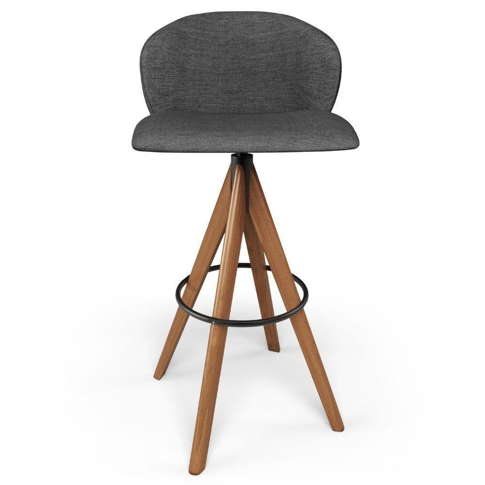 Kit 06 Banquetas Alta Bar Cozinha Sala De Jantar Bar Mia L02 Linho Cinza Escuro - Lyam Decor - 2