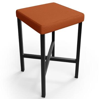 Banqueta Baixa Bar Cozinha Sala De Jantar Preto Stella L02 Tecido Terracota - Lyam Decor