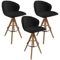 Kit 03 Banquetas Alta Bar Cozinha Sala De Jantar Bar Mia L02 Linho Chumbo - Lyam Decor - 1