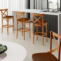 Kit 06 Banquetas Altas Cozinha Bancada Bar Sala Jantar Estofada ávila L02 Couríssimo Marrom - Lyam - 2