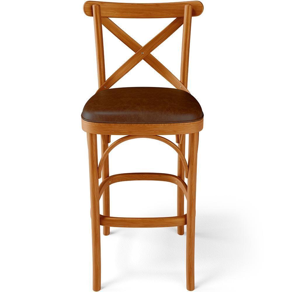 Kit 04 Banquetas Altas Cozinha Bancada Bar Sala Jantar Estofada ávila L02 Couríssimo Marrom - Lyam - 5