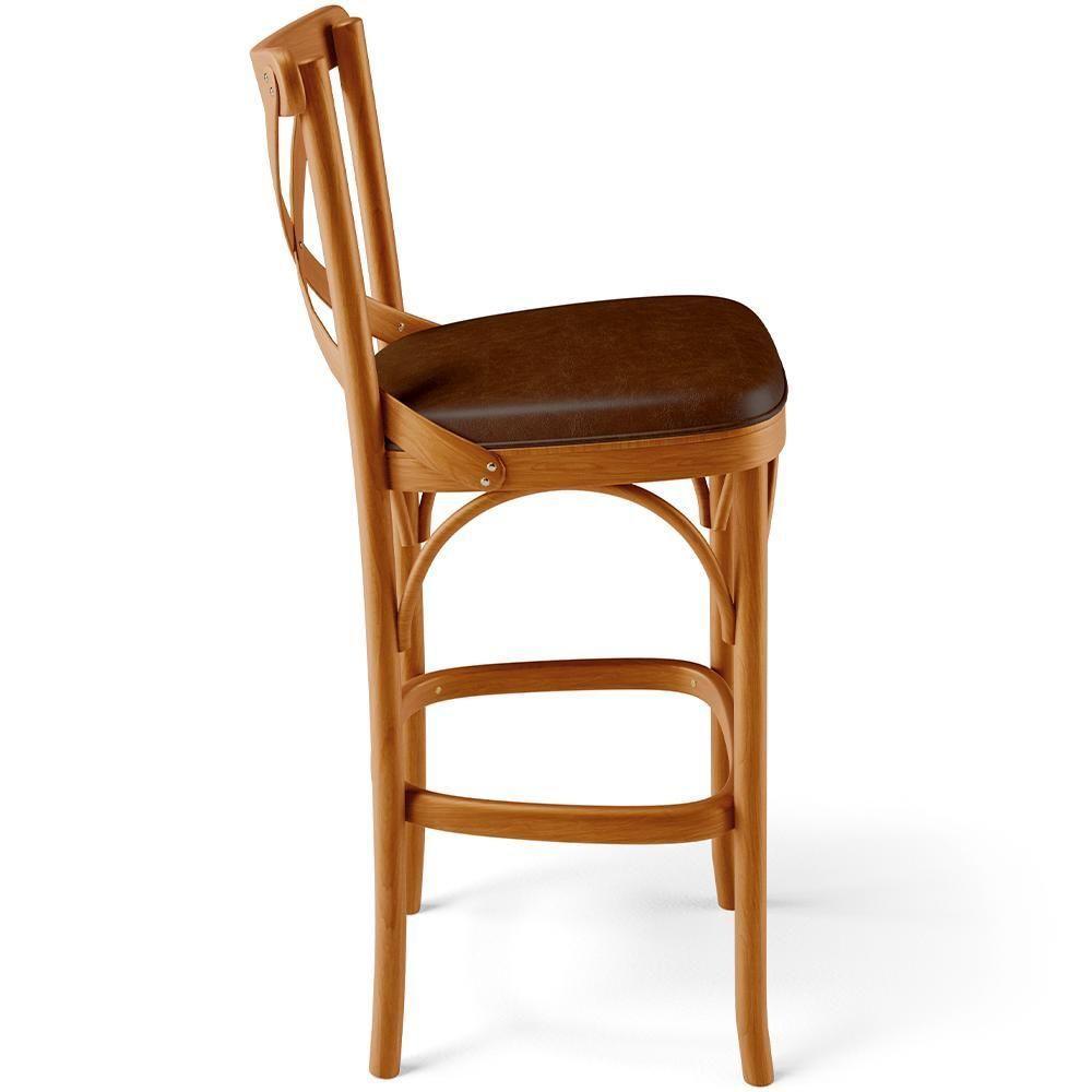 Kit 04 Banquetas Altas Cozinha Bancada Bar Sala Jantar Estofada ávila L02 Couríssimo Marrom - Lyam - 6