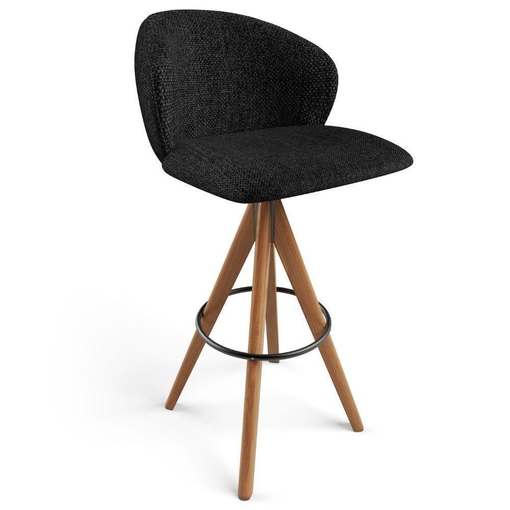 Banqueta Alta Bar Cozinha Sala De Jantar Bar Mia L02 Linho Chumbo - Lyam Decor - 1