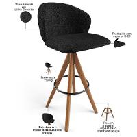 Banqueta Alta Bar Cozinha Sala De Jantar Bar Mia L02 Linho Chumbo - Lyam Decor