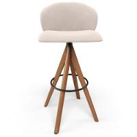 Banqueta Alta Bar Cozinha Sala De Jantar Bar Mia L02 Suede Bege - Lyam Decor - 3